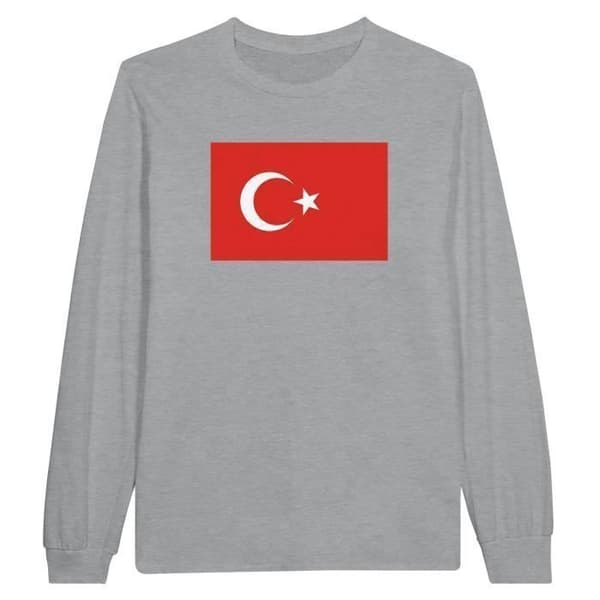 T-shirt med långa ärmar - PIXELFORMA - Turkiets flagga - 100% bomull - Långa ärmar - Optimal komfort