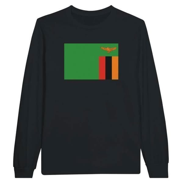 Långärmad t-shirt - PIXELFORMA - Flag of Zambia - 100 % bomull - Långa ärmar - Optimal komfort