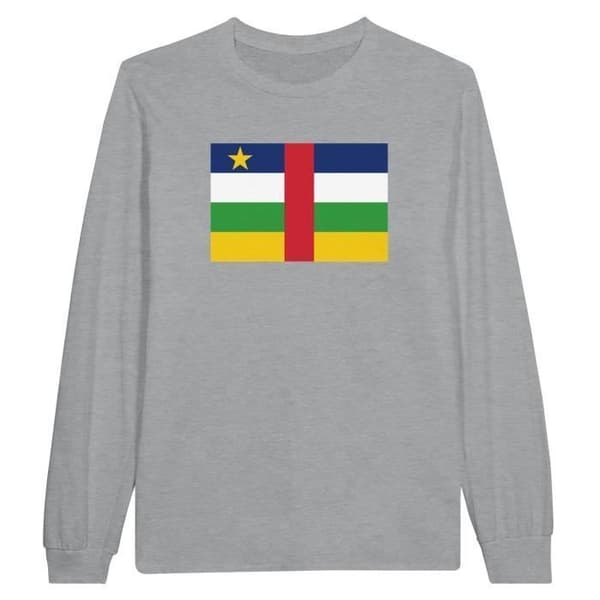 Centralafrikanska republikens flagga långärmad T-shirt i grått