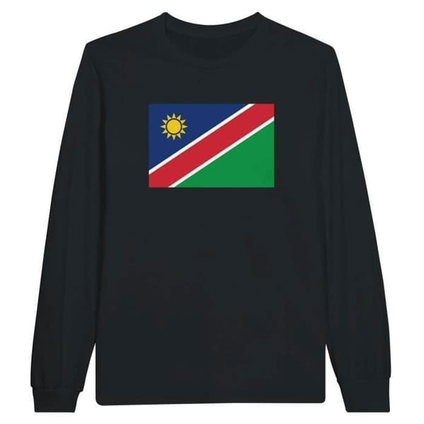 Långärmad T-shirt - PIXELFORMA - Namibias flagga - 100% bomull - Unisex - Svart