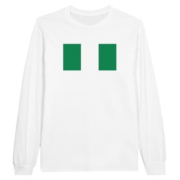 Långärmad T-shirt - PIXELFORMA - Nigerias flagga - 100% bomull - Långärmad - Regnbågs passform