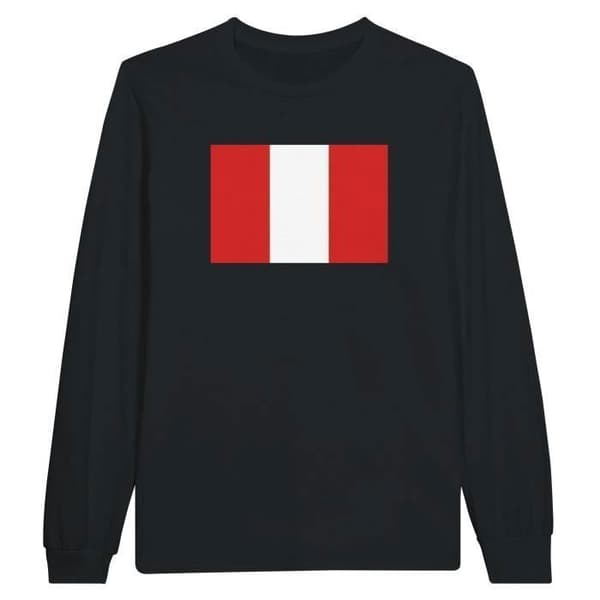 Långärmad T-shirt - PIXELFORMA - Peruanska flaggan - 100% bomull - Långa ärmar - Optimal komfort