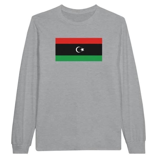T-shirt med långa ärmar - PIXELFORMA - Libyens flagga - 100% bomull - Långa ärmar - Optimal komfort