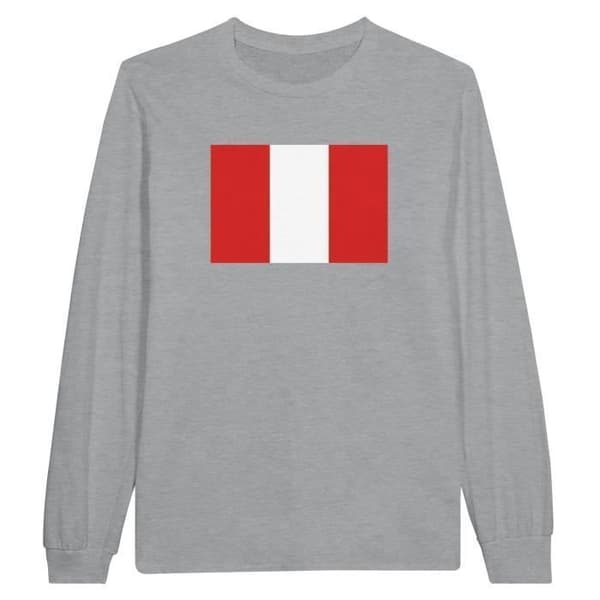 Långärmad t-shirt - PIXELFORMA - Flag of Peru - 100 % bomull - Långa ärmar - Grå