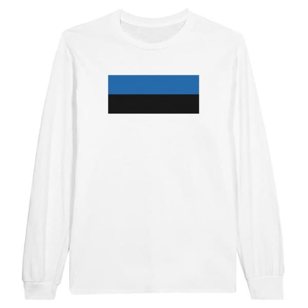 PIXELFORMA långärmad T-shirt - Flag of Estonia - Vit - Vanlig - Klassisk krage