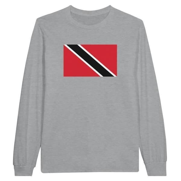 Långärmad T-shirt - Trinidad och Tobago flagga - Grå - 100% bomull - Klassisk passform - Långa ärmar