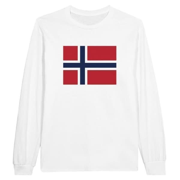 Långärmad t-shirt - Svalbard och Jan Mayen flagga - Vit - 100% bomull - Regular fit - Unisex