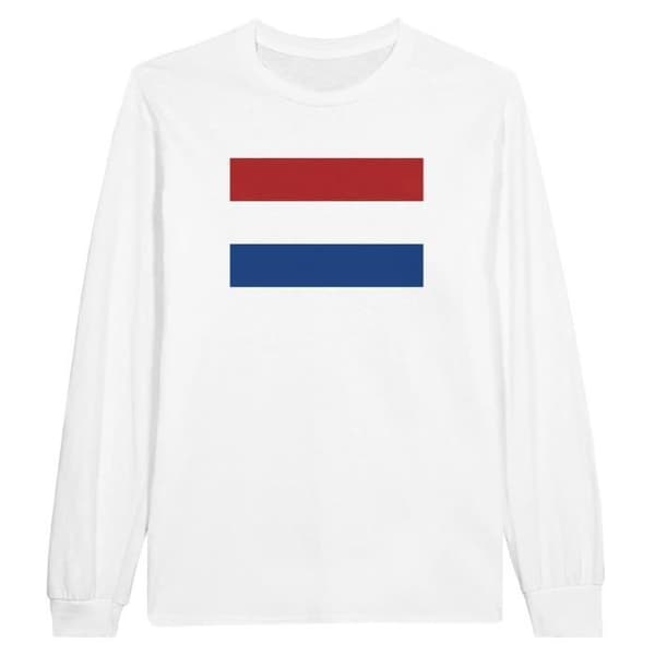 Långärmad T-shirt - PIXELFORMA - Nederländernas flagga - Vit - Regular fit - Vuxen