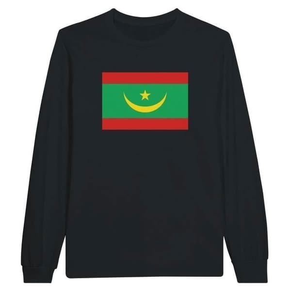 Långärmad T-shirt - Mauretaniska flaggan - Svart - 100% bomull - Klassisk passform - Unisex