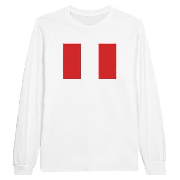 Peru Flag Långärmad T-shirt - PIXELFORMA - Vit - Långärmad - Vanlig - Vuxen