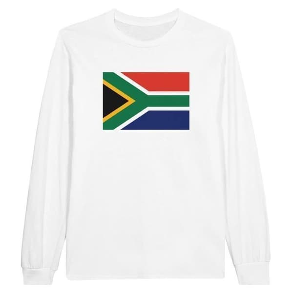 T-shirt med lång ärm - Sydafrikas flagga - Vit - 100% bomull - Klassisk passform - Unisex