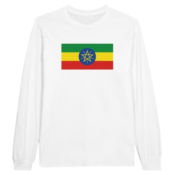 T-shirt med långa ärmar - PIXELFORMA - Flagga av Etiopien - 100% bomull - Långa ärmar - Regular fit