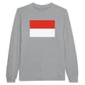 Miniatyrbild 1 av 3: T-shirt med lång ärm - PIXELFORMA - Indonesiens flagga - 100% bomull - Grå - Långärmad