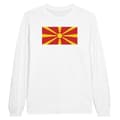 Miniatyrbild 1 av 3: T-shirt - Nordmakedoniens flagga - Vit - 100% bomull - Långärmad - Regular fit