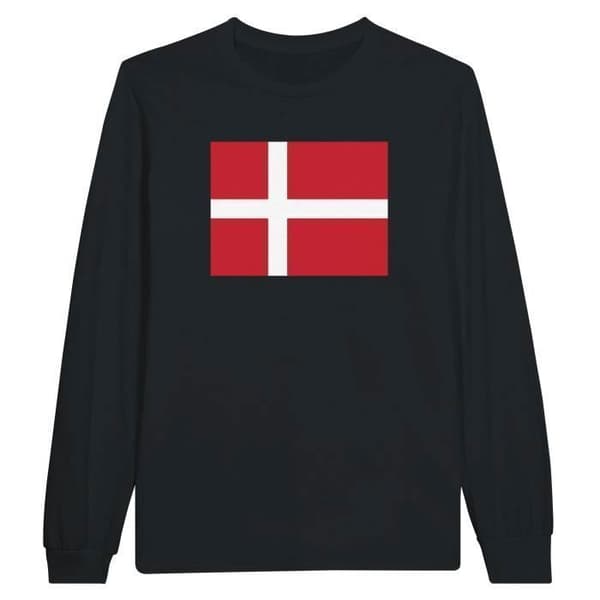 Långärmad t-shirt - PIXELFORMA - Danmarks flagga - 100 % bomull - Långa ärmar - Optimal komfort