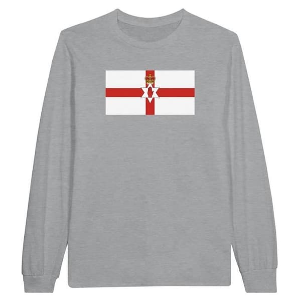 Långärmad t-shirt - PIXELFORMA - Nordirlands flagga - Grå - Vanlig - Vuxen - Klassisk krage