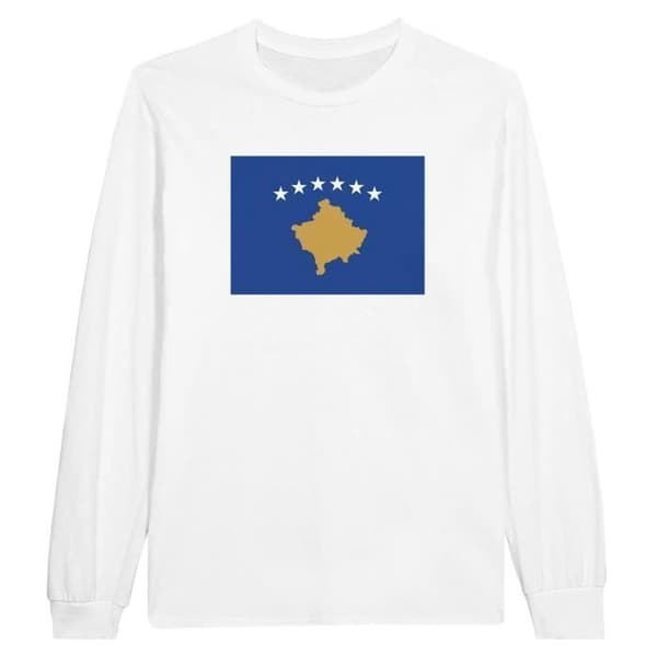 Långärmad T-shirt - PIXELFORMA - Kosovos flagga - 100% bomull - Optimal komfort - Förstärkta sömmar