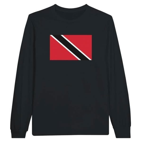 Långärmad t-shirt - PIXELFORMA - Flag of Trinidad and Tobago - Svart - Normal passform - Klassisk krage