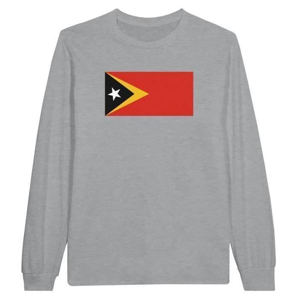 T-shirt - Östtimors flagga - Grå - 100% bomull - Långa ärmar - Regular fit