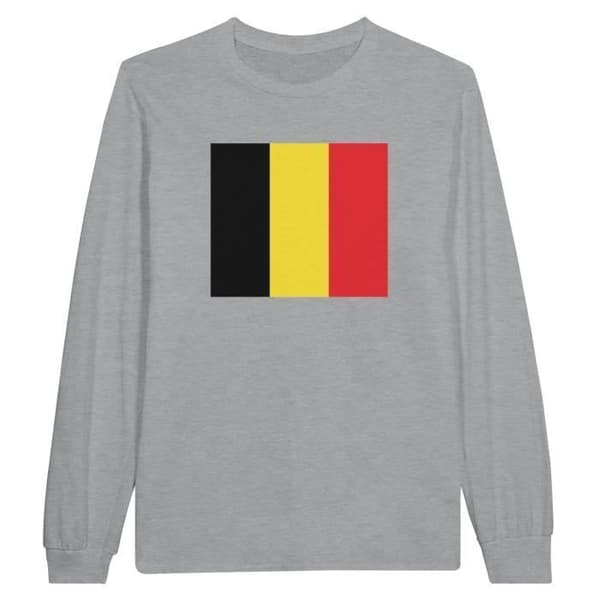 T-shirt med lång ärm - PIXELFORMA - Belgien flagga - 100% bomull - Grå - Optimal komfort