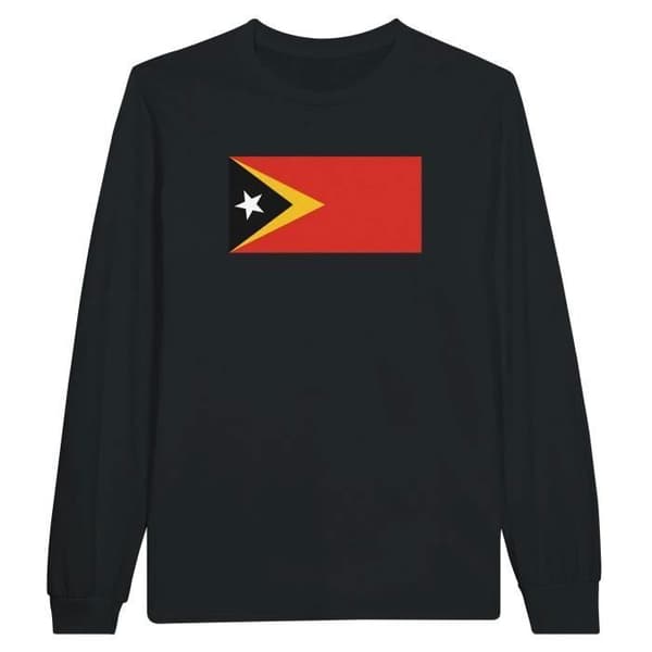 T-shirt - Osttimors flagga - Svart - 100% bomull - Långa ärmar - Regular fit
