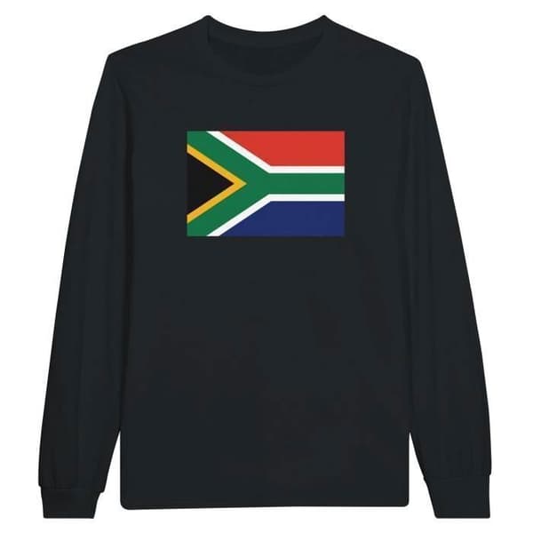 T-shirt med långa ärmar - PIXELFORMA - Sydafrikas flagga - Svart - 100% bomull - Klassisk passform