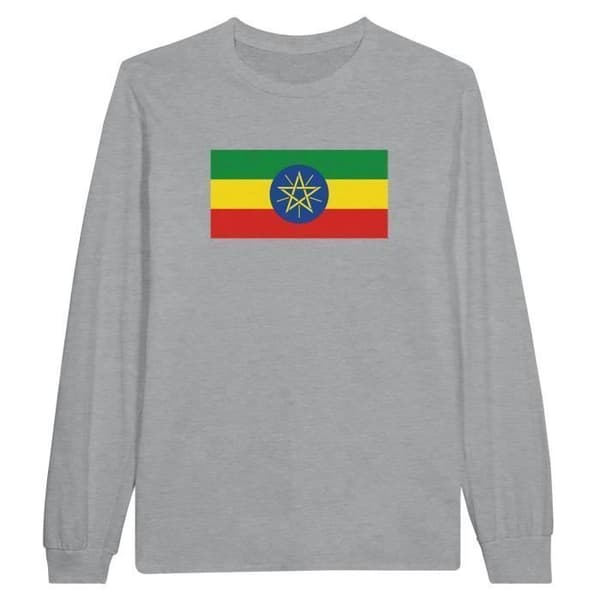 T-shirt med långa ärmar - PIXELFORMA - Etiopiens flagga - 100% bomull - Långa ärmar - Optimal komfort