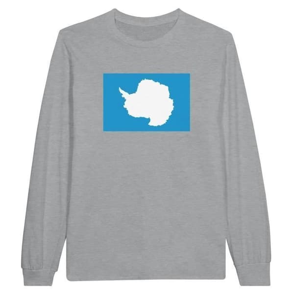 T-shirt med långa ärmar - Antarktis flagga - Grå - 100% bomull - Reguljär passform - Unisex