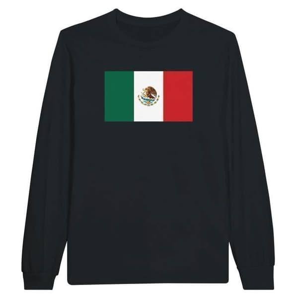 T-shirt med långa ärmar - PIXELFORMA - Mexikos flagga - 100% bomull - Långa ärmar - Regular fit