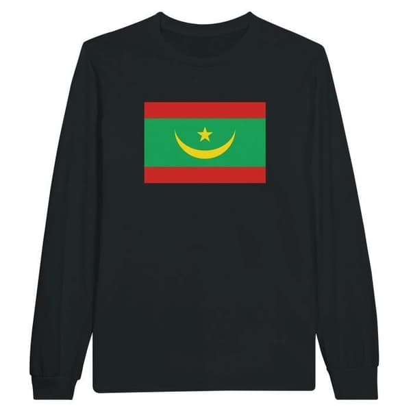 T-shirt med långa ärmar - PIXELFORMA - Mauritaniens flagga - Svart - Regular - Vuxen