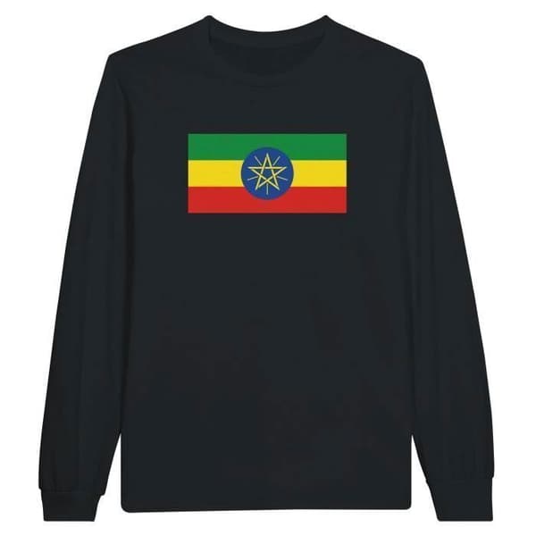 T-shirt med långa ärmar - PIXELFORMA - Etiopiens flagga - 100% bomull - Långa ärmar - Optimal komfort