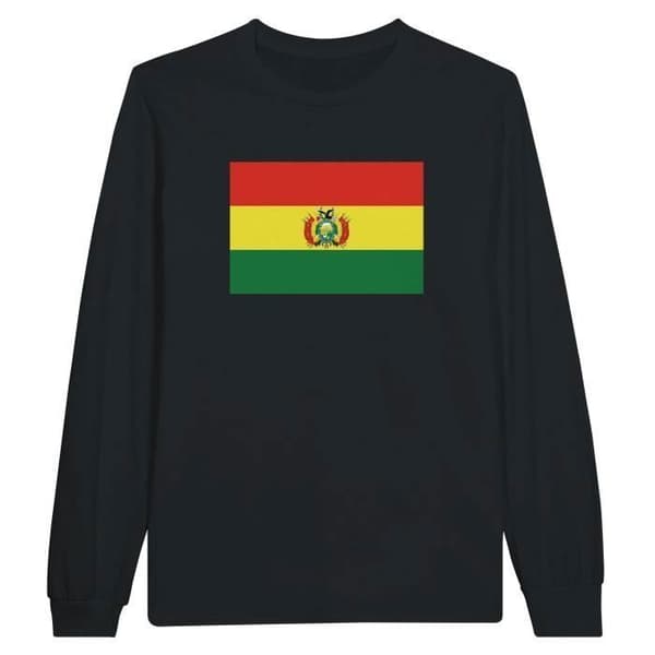 T-shirt med långa ärmar - PIXELFORMA - Bolivias flagga - 100% bomull - Långa ärmar - Optimal komfort