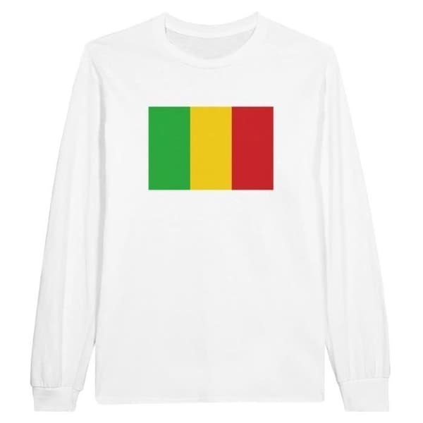 Långärmad T-shirt - PIXELFORMA - Malis flagga - 100% bomull - Vit - Herr