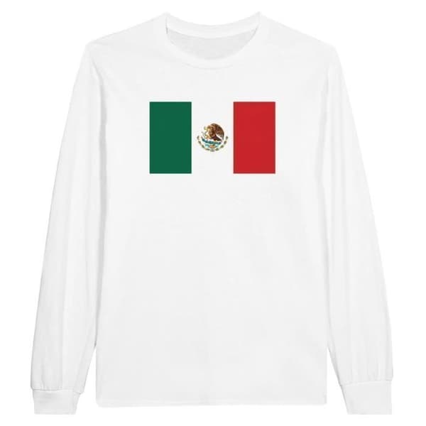 T-shirt med långa ärmar - PIXELFORMA - Mexikos flagga - 100% bomull - Långa ärmar - Optimal komfort