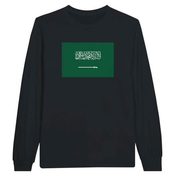 Långärmad t-shirt - PIXELFORMA - Saudiarabien flagga - Svart - Klassisk krage - Regular fit