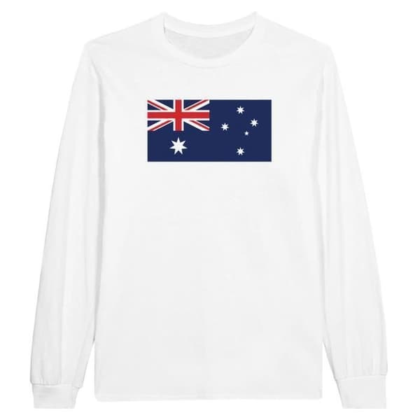 Långärmad T-shirt - PIXELFORMA - Australiens flagga - 100% bomull - Optimal komfort - Långa ärmar