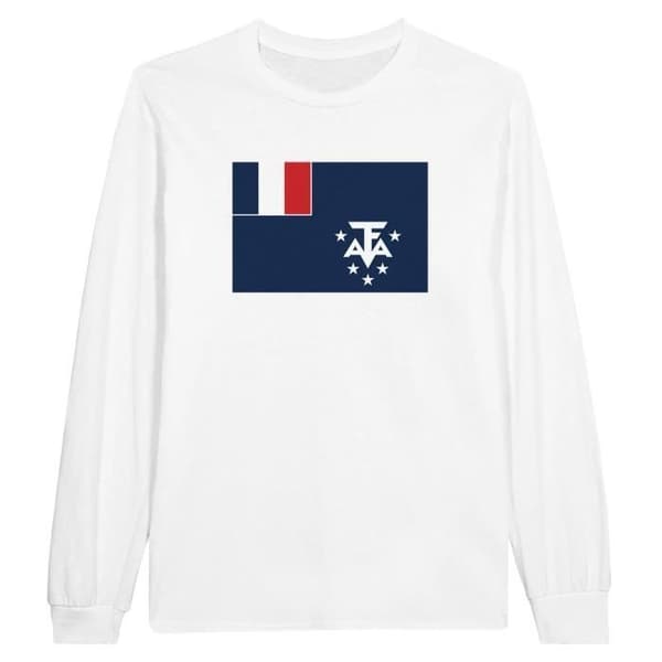 T-shirt med långa ärmar - Antarktis flagga - Vit - 100% bomull - Klassisk passform - Unisex