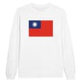 Miniatyrbild 1 av 3: Långärmad T-shirt - Republiken Kinas flagga - Vit - 100% bomull - Klassisk passform - Unisex