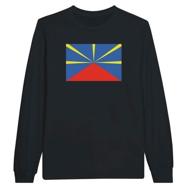 T-shirt med långa ärmar - PIXELFORMA - Flagga över La Réunion - 100% bomull - Långa ärmar - Regular fit