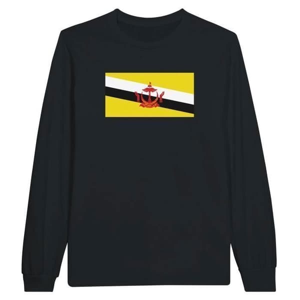 Långärmad T-shirt - PIXELFORMA - Bruneis flagga - 100% bomull - Långärmad - Optimal komfort