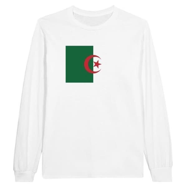 Långärmad T-shirt - Algeriet - Vit - 100% bomull - Klassisk passform - Unisex