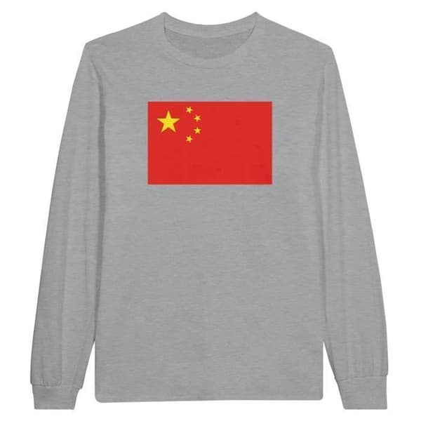 Folkrepubliken Kina flagga långärmad T-shirt i grått