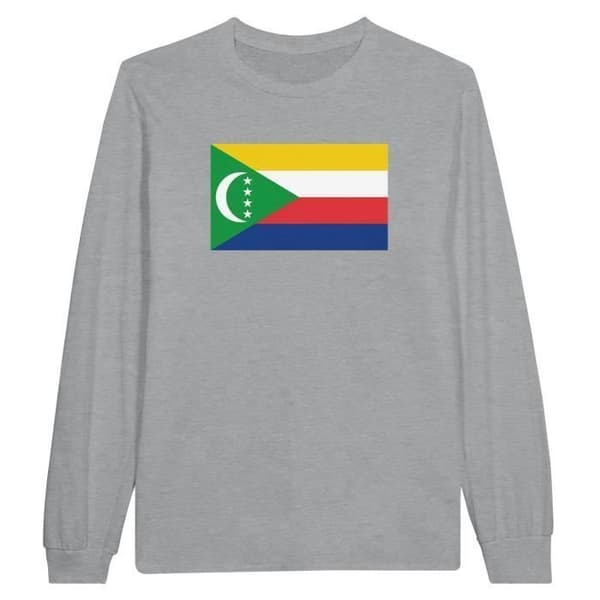Långärmad T-shirt - PIXELFORMA - Komorernas flagga - 100 % bomull - Långa ärmar - Optimalt komfort