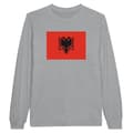 Miniatyrbild 1 av 3: T-shirt med långa ärmar - PIXELFORMA - Albaniens flagga - 100% bomull - Grå - Klassisk passform