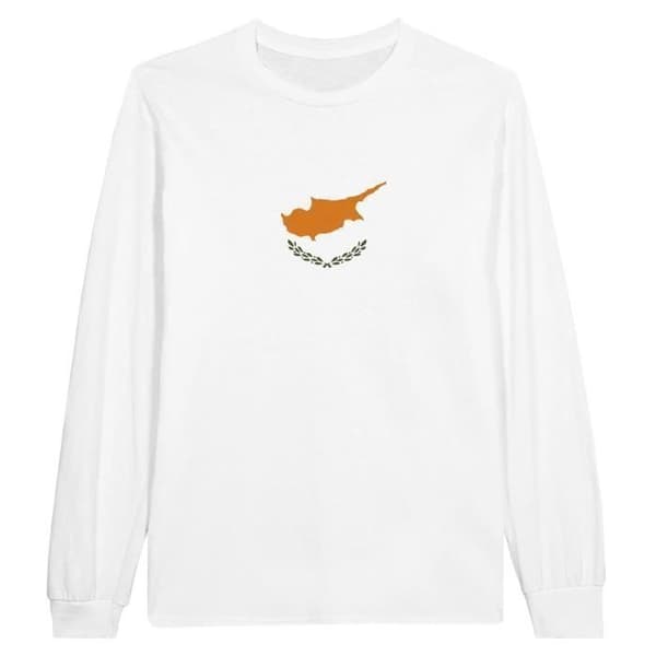 Långärmad T-shirt - PIXELFORMA - Cyperns flagga - 100% bomull - Optimal komfort - Förstärkta sömmar