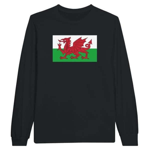 Wales Flag Långärmad T-shirt i svart