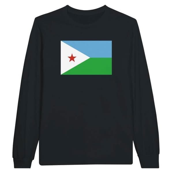 T-shirt med långt ärm - PIXELFORMA - Djiboutis flagga - 100% bomull - Långärmad - Optimal komfort