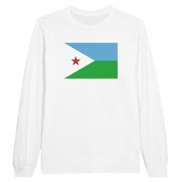 T-shirt med lång ärm - PIXELFORMA - Djiboutis flagga - 100% bomull - Lång ärm - Regular fit