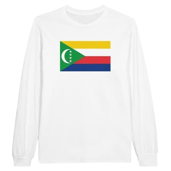 Långärmad t-shirt - PIXELFORMA - Komorernas flagga - 100 % bomull - Långa ärmar - Normal passform