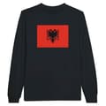 Miniatyrbild 1 av 3: T-shirt med långa ärmar - PIXELFORMA - Albaniens flagga - Svart - 100% bomull - Regular